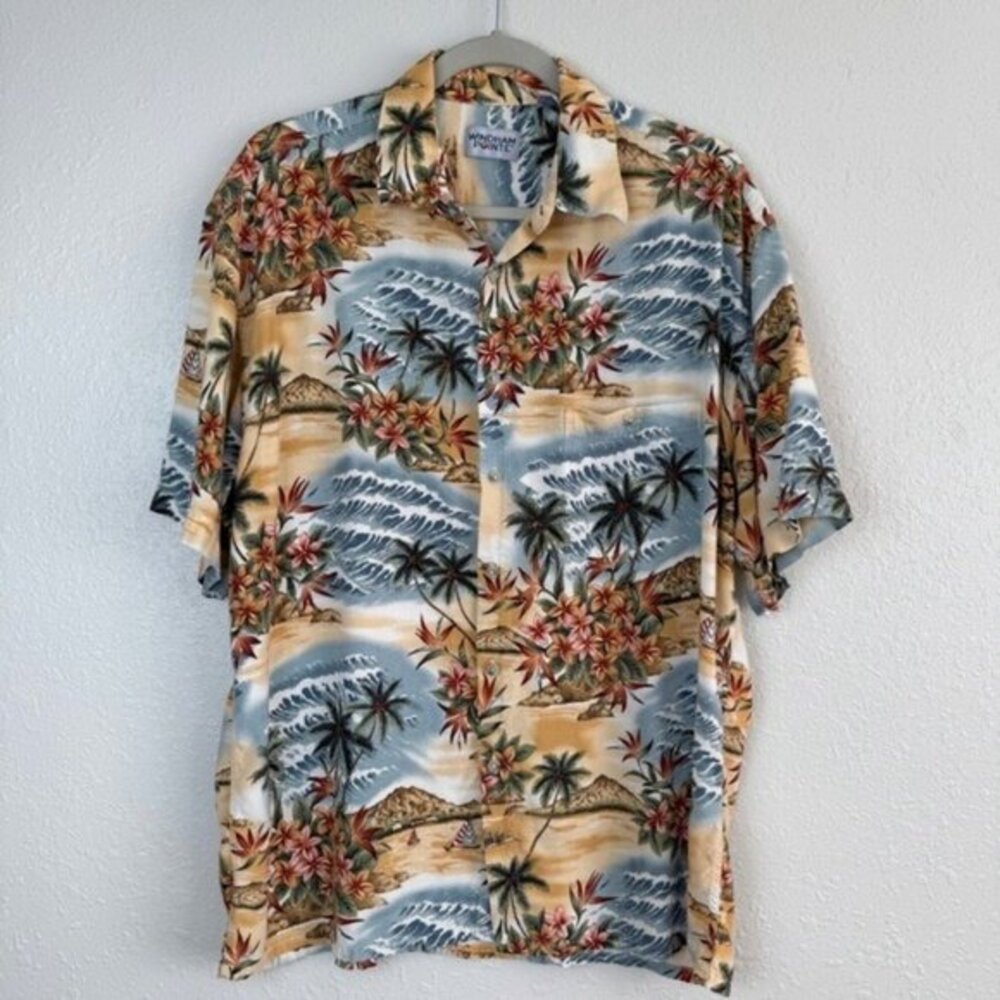 Windham Pointe Hawaiian tropical Magnum PI‎ button front shirt L